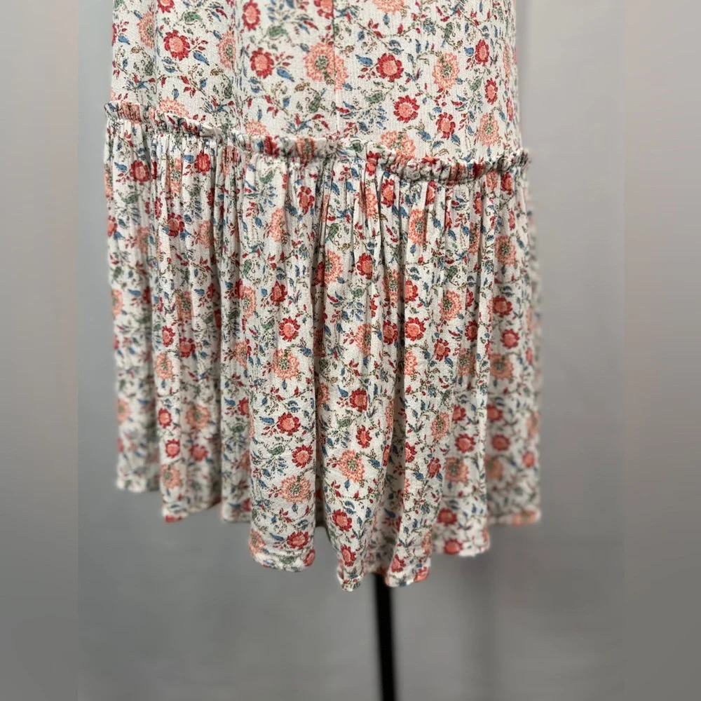 Cynthia Rowley Floral Cottagecore Blouse Large | Romantic Ruffle Hem Top